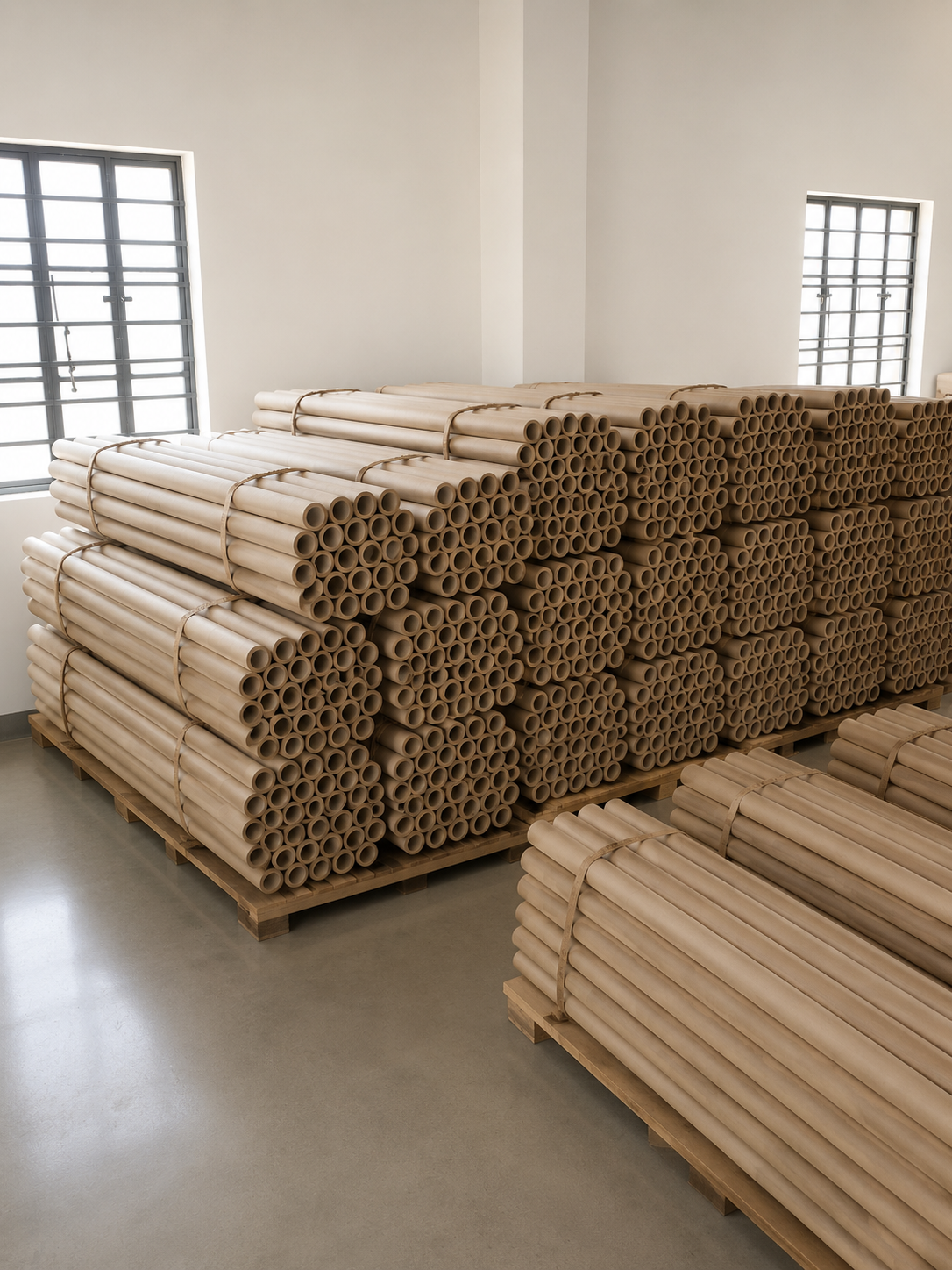 Warehouse with paper tubes for probe manufacturing